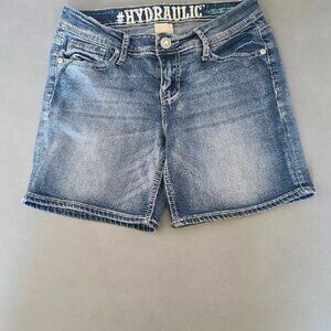 Hydraulic Womens Bermuda Shorts Daily Low RS Bling Pockets Blue Denim